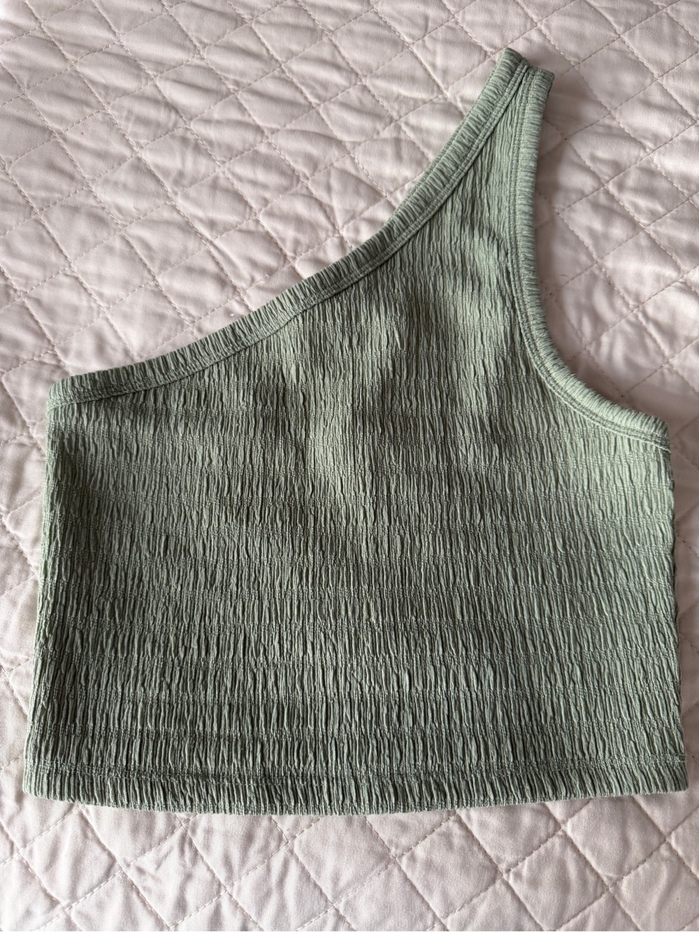American Eagle Outfitters One-Shoulder Sage Green Crop Top